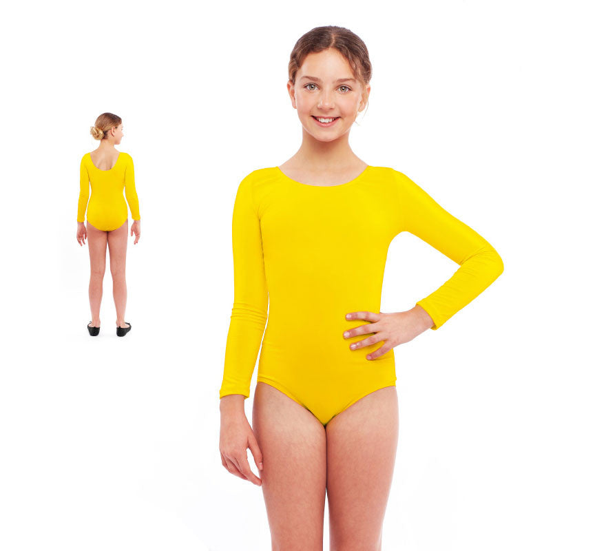 Translation missing: de.Body o Maillot amarillo manga larga para niña