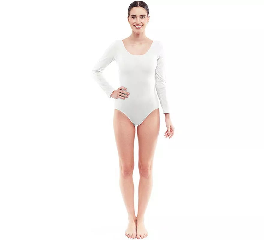 Translation missing: de.Body o Maillot blanco manga larga para mujer