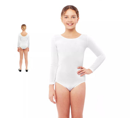 Body o Maillot blanco manga larga para niña