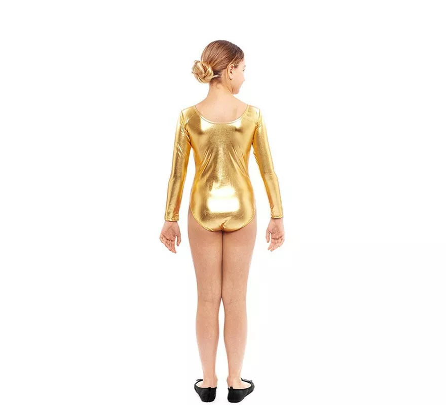 Translation missing: de.Body o Maillot dorado manga larga para niña