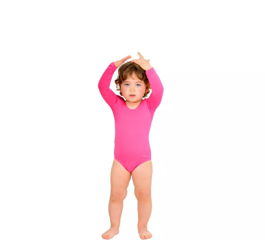 Translation missing: de.Body o Maillot fucsia manga larga para niña