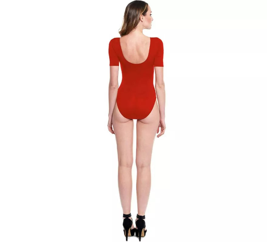 Body o Maillot manga corta rojo para mujer