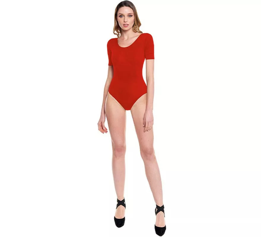 Translation missing: de.Body o Maillot manga corta rojo para mujer