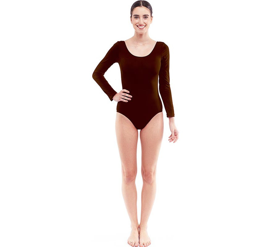 Translation missing: de.Body o Maillot marrón oscuro manga larga para mujer