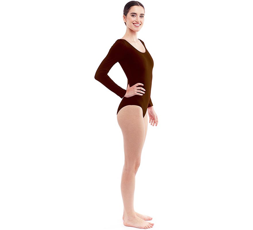 Translation missing: de.Body o Maillot marrón oscuro manga larga para mujer