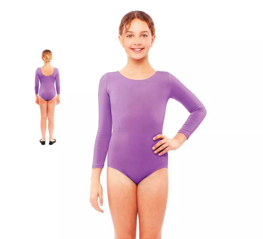 Translation missing: de.Body o Maillot morado manga larga para niña