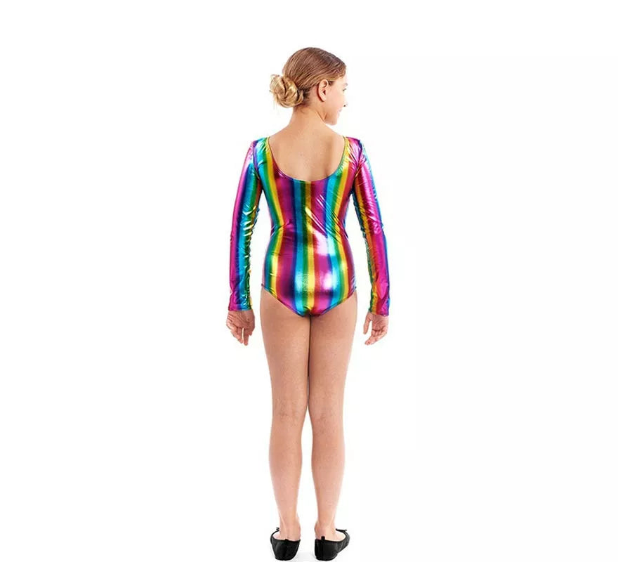 Translation missing: de.Body o Maillot multicolor metal manga larga para niña