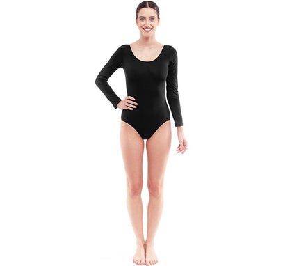 Body o Maillot negro manga larga para mujer