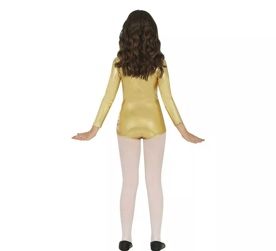 Body o Maillot Oro Metalizado manga larga para niños