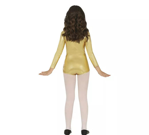 Body o Maillot Oro Metalizado manga larga para niños