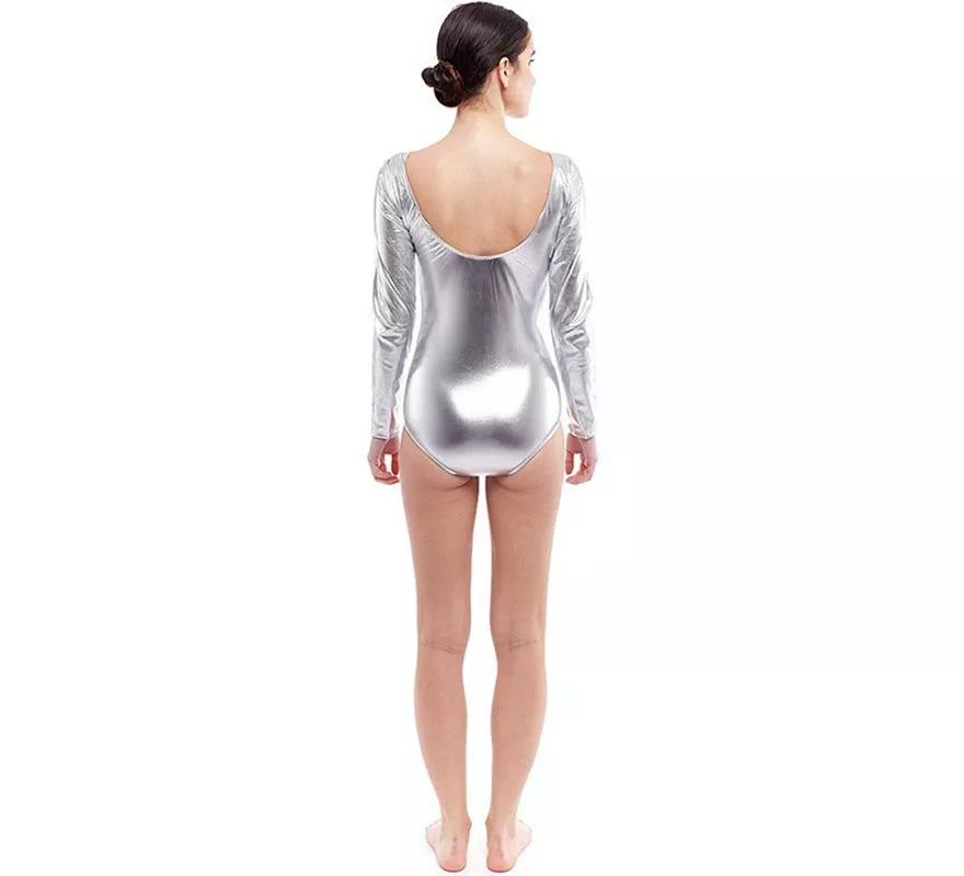 Translation missing: de.Body o Maillot plateado manga larga para mujer