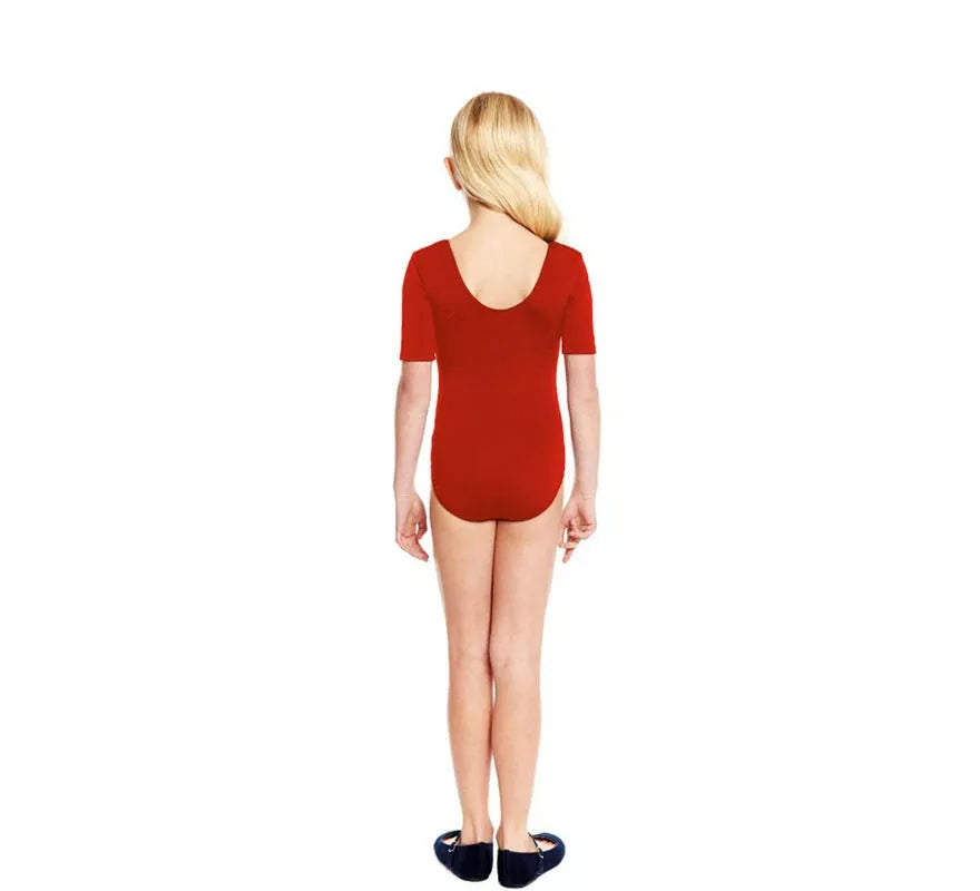Translation missing: de.Body o Maillot rojo manga corta para niña