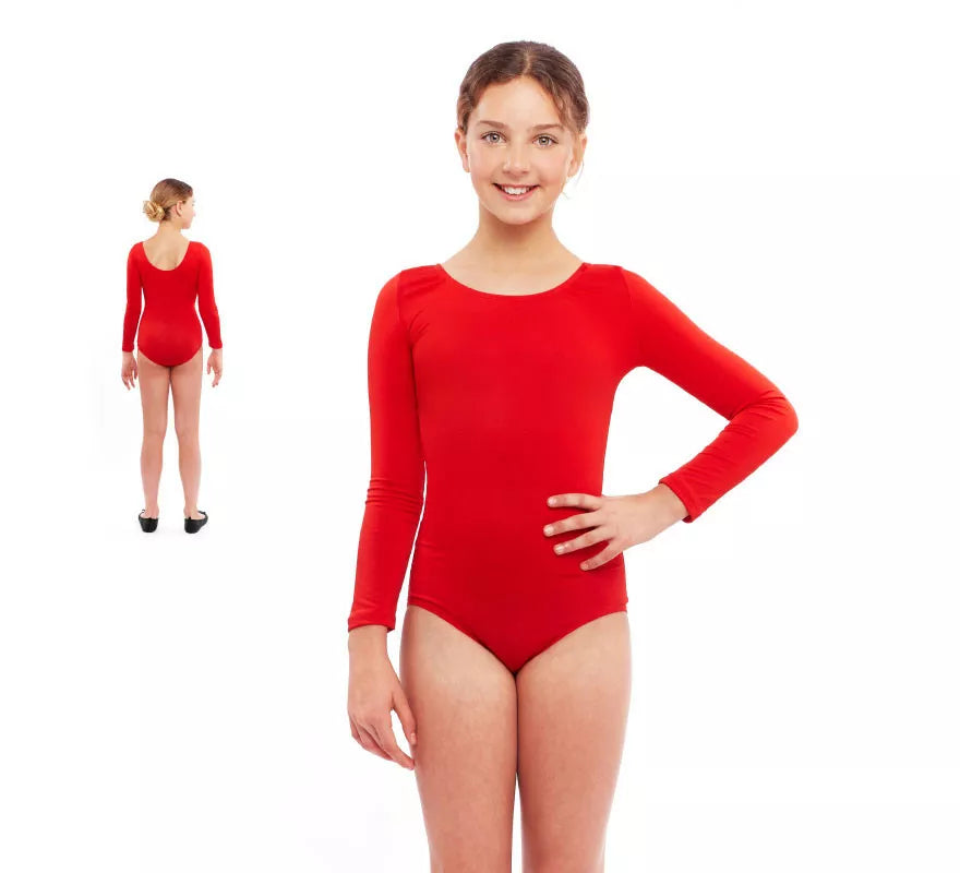 Translation missing: de.Body o Maillot rojo manga larga para niña