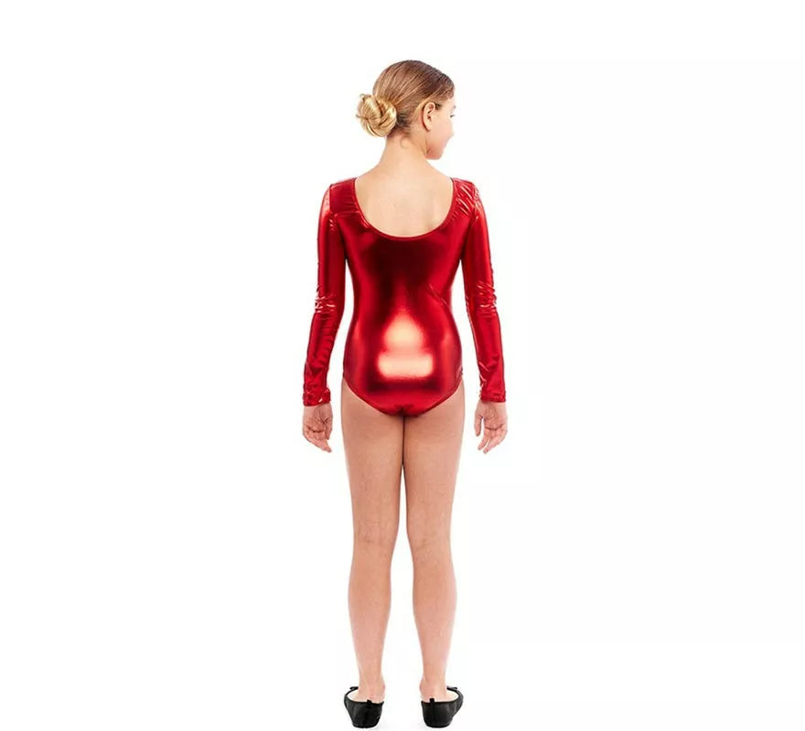 Translation missing: de.Body o Maillot rojo metal manga larga para niña