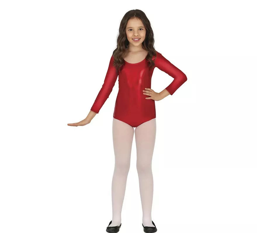 Translation missing: de.Body o Maillot Rojo Metalizado manga larga para niños