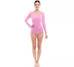 Zartrosa Langarm -Body oder -Trikot für Damen