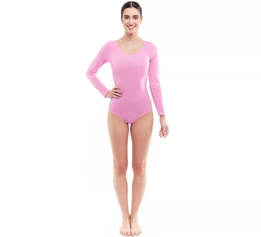 Translation missing: de.Body o Maillot rosa suave manga larga para mujer