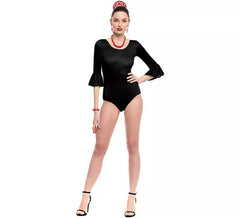 Body oder Trikot mit schwarzer Rüsche für Damen