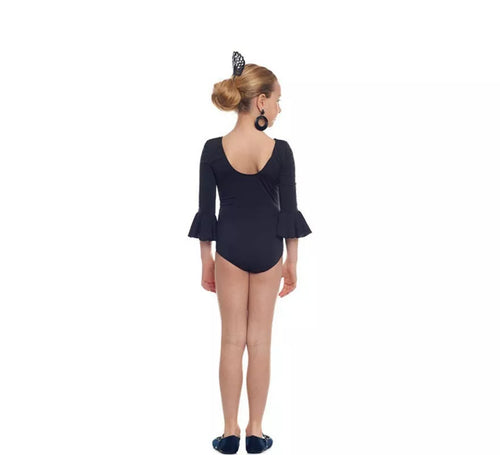Body o maillot Sevillana Licra con Volante negro para niña