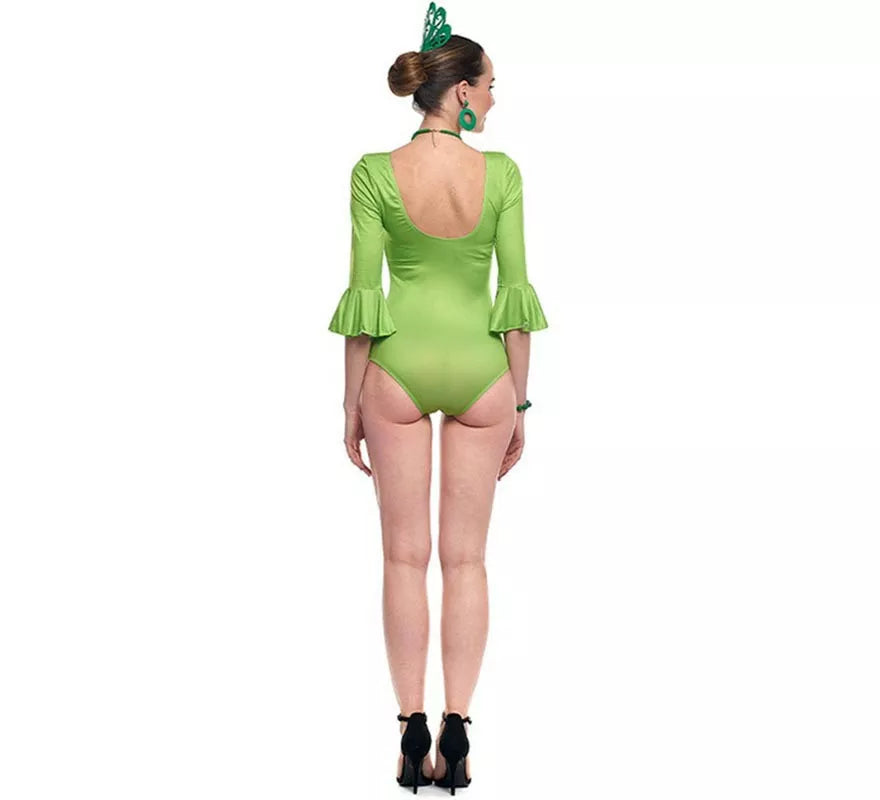 Translation missing: de.Body o maillot Sevillana Licra con Volante verde para mujer