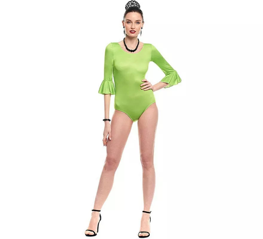 Body o maillot Sevillana Licra con Volante verde para mujer