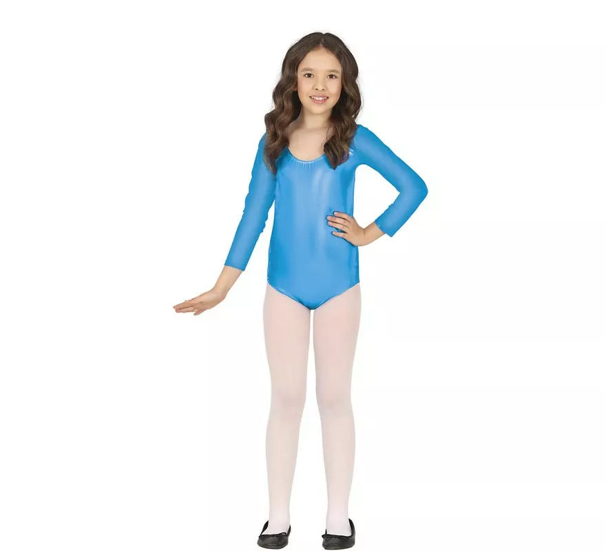 Translation missing: de.Body o Maillot Turquesa Metalizado manga larga para niños
