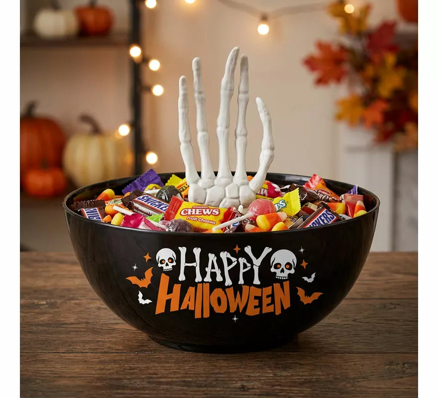 Translation missing: de.Bol con Mano Esqueleto Happy Halloween de 25 cm