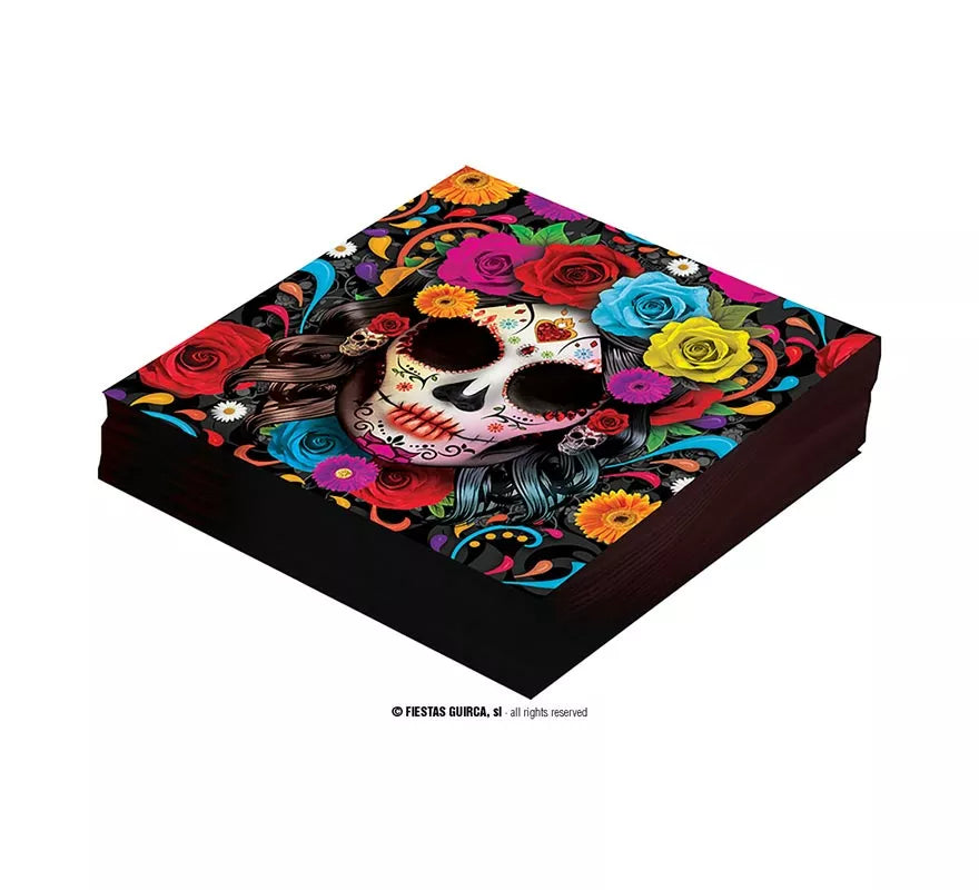Translation missing: de.Pack de 12 Servilletas Catrina colorida de 33x33 cm