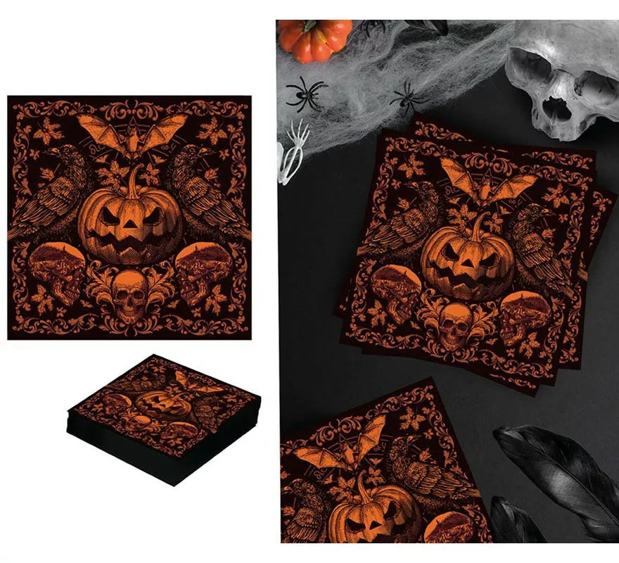 Translation missing: de.Bolsa 20 Servilletas Calabaza Gótica 16x16 cm
