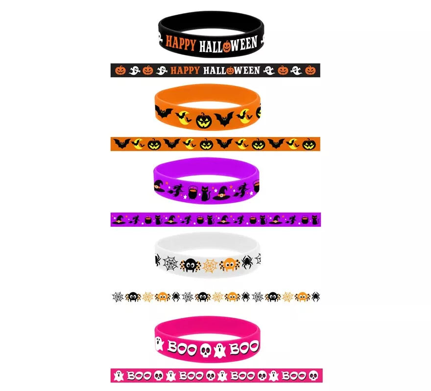 Bolsa 5 Pulseras Silicona para Halloween