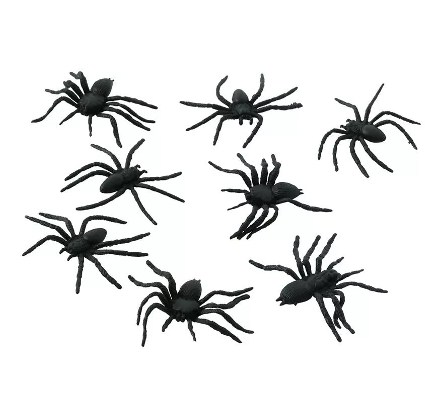 Bolsa con 8 Arañas 6 cm. para decorar en Halloween