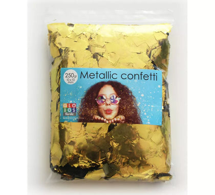 Bolsa de 250 g de Confetti Color Oro cuadrado de 10x10 mm