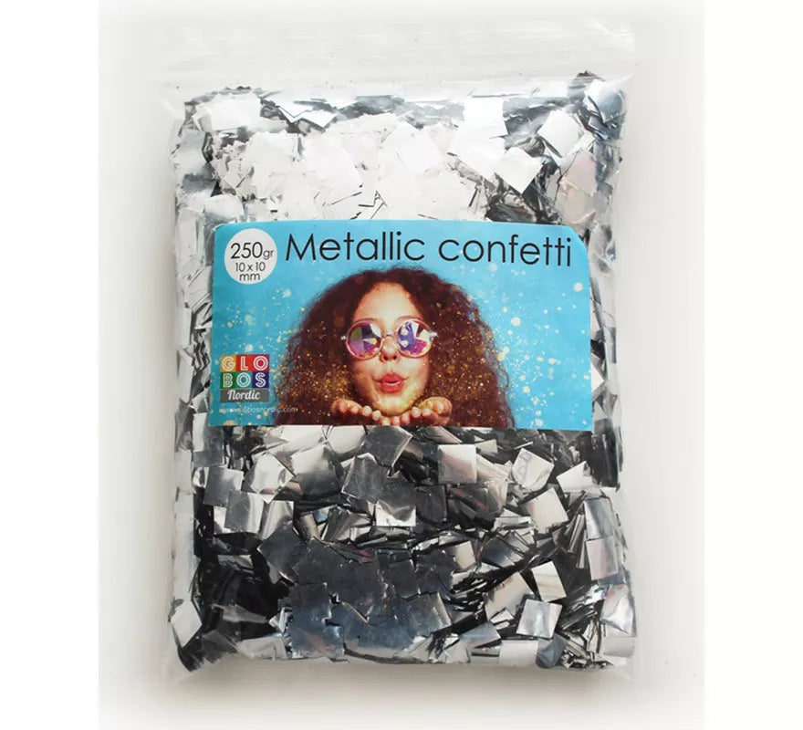 Translation missing: de.Bolsa de 250 g de Confetti Color Plata cuadrado de 10x10 mm