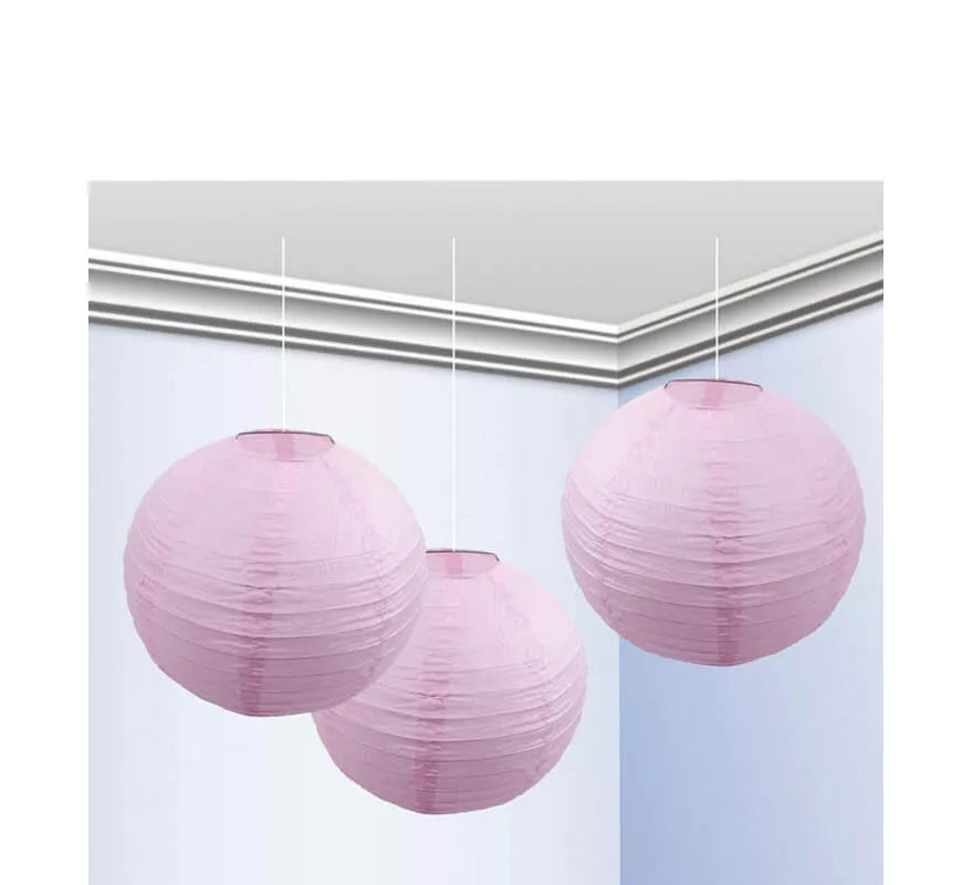 Translation missing: de.Bolsa de 3 faroles de 25 cm de color rosa pastel