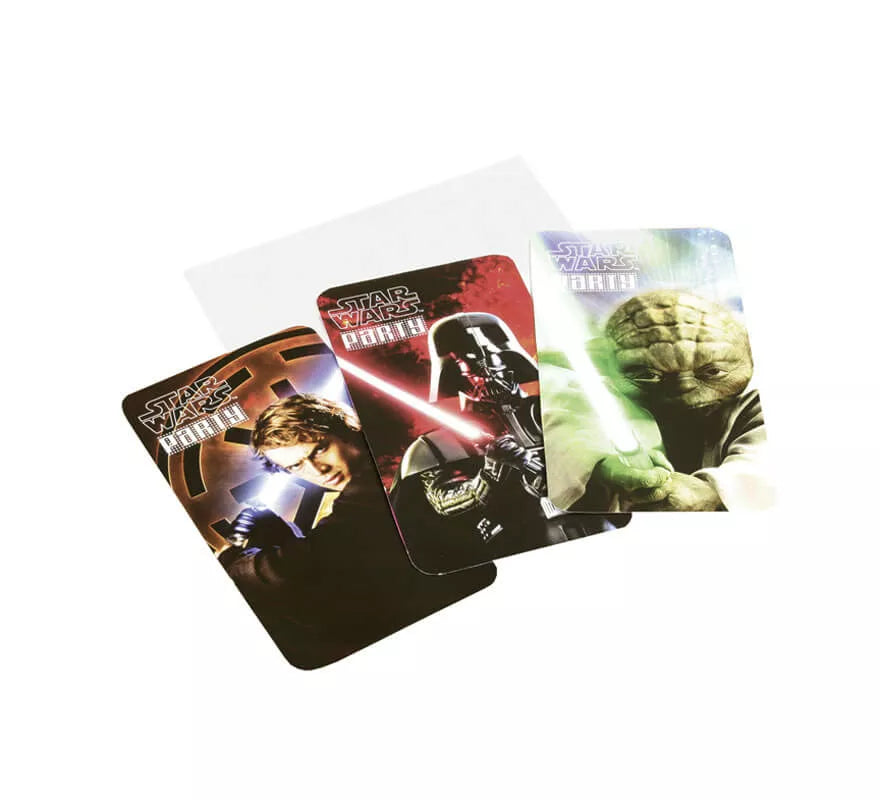 Translation missing: de.Bolsa de 6 Invitaciones de Star Wars con sobres
