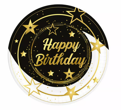 Bolsa de 6 Platos Happy Birthday de 23 cms