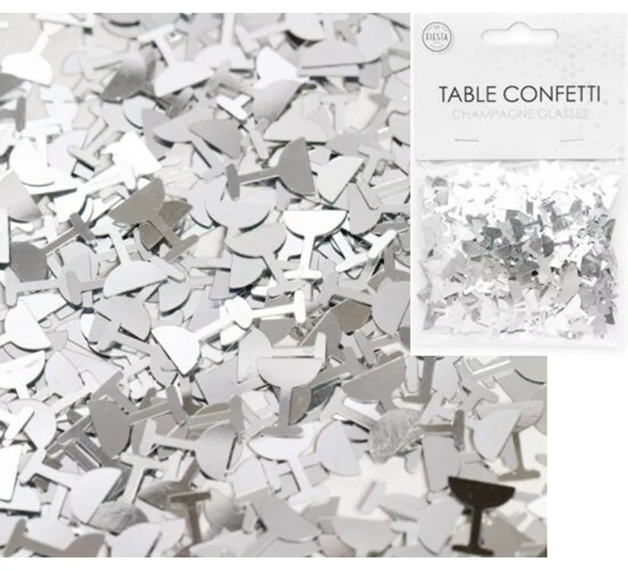 Translation missing: de.Bolsa de Confetti para mesa de Copas de Champagne Plateado de 14 g