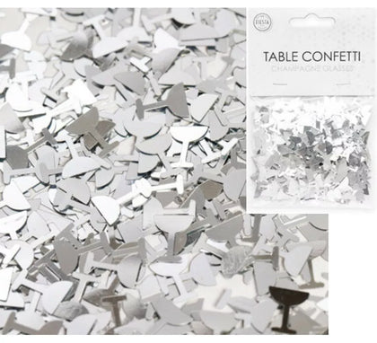 Bolsa de Confetti para mesa de Copas de Champagne Plateado de 14 g