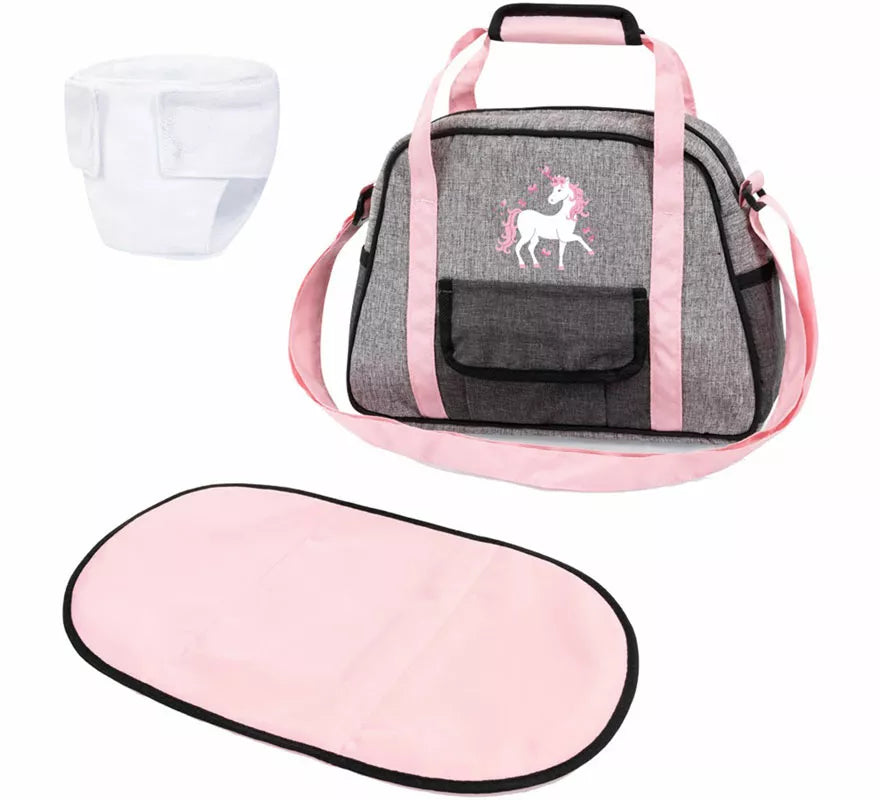 Translation missing: de.Bolsa de Guardería rosa y gris para Muñecas