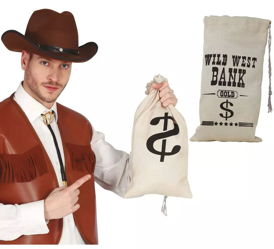 Translation missing: de.Bolsa de tela para el dinero para Vaquero, Ladrón Bancos 42X22 cm