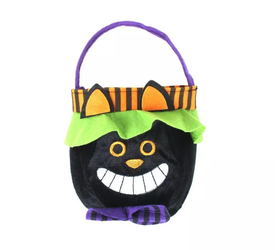 Translation missing: de.Bolsa para dulces Gato negro de terciopelo de 18x16 cm