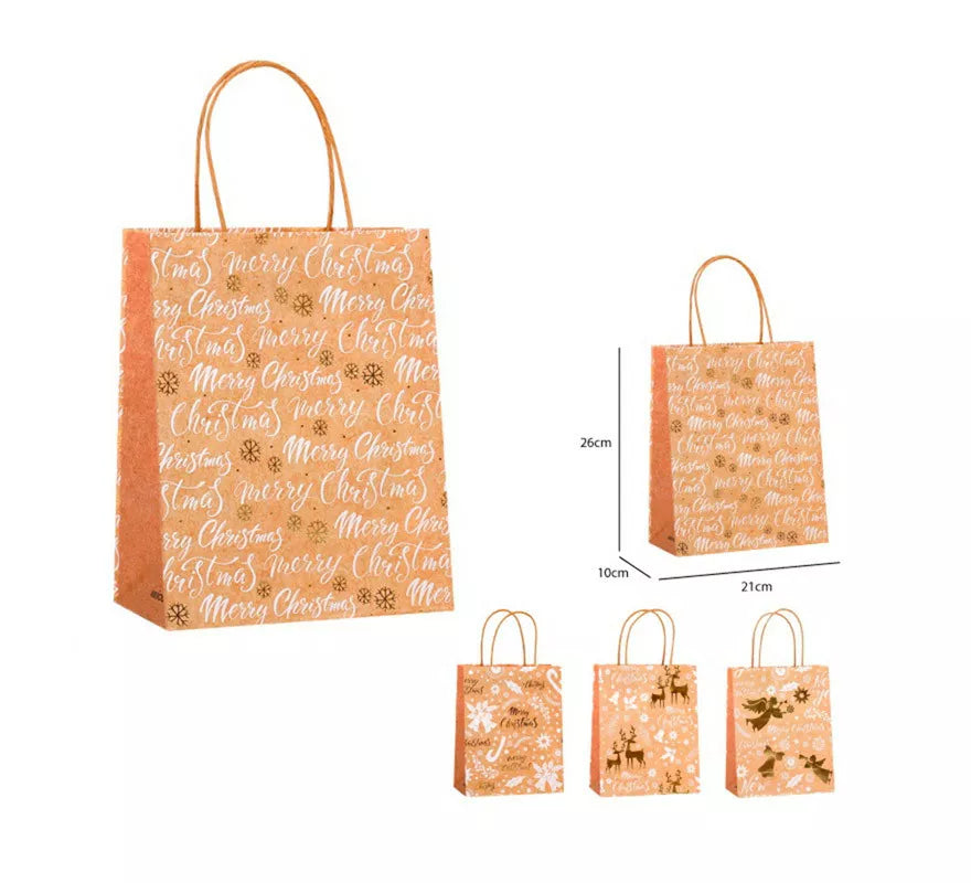 Translation missing: de.Bolsa Regalo Navidad Kraft de 21x25.5x10 cm en modelos surtidos