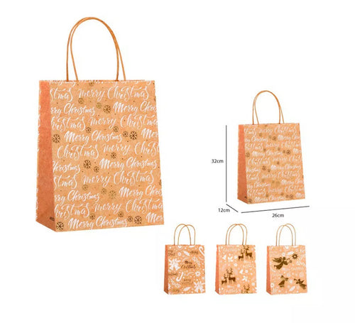 Bolsa Regalo Navidad Kraft de 26x32x12 cm en modelos surtidos