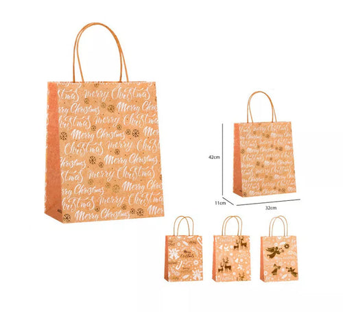 Bolsa Regalo Navidad Kraft de 32x42x11 cm en modelos surtidos