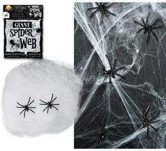 Spinnennetzbeutel mit 2 Spinnen von 228 gr zur Dekoration an Halloween