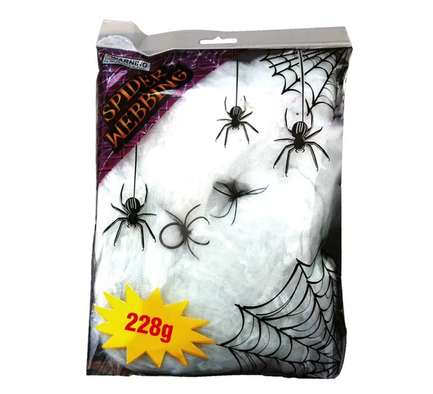 Translation missing: de.Bolsa Telaraña con 2 arañas de 228 gr para decorar en Halloween