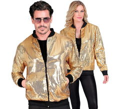 Goldene Fiesta-Bomberjacke mit Pailletten für Erwachsene