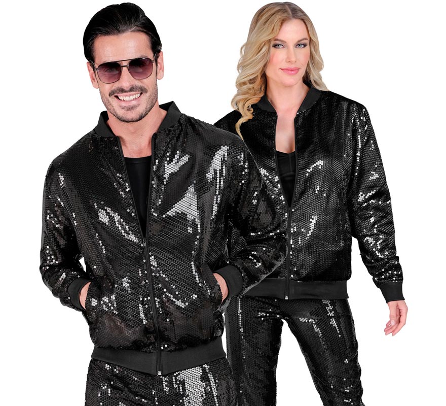 Bomber Fiesta negro con lentejuelas para adulto