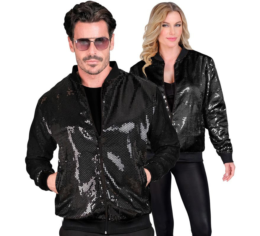 Translation missing: de.Bomber Fiesta negro con lentejuelas para adulto