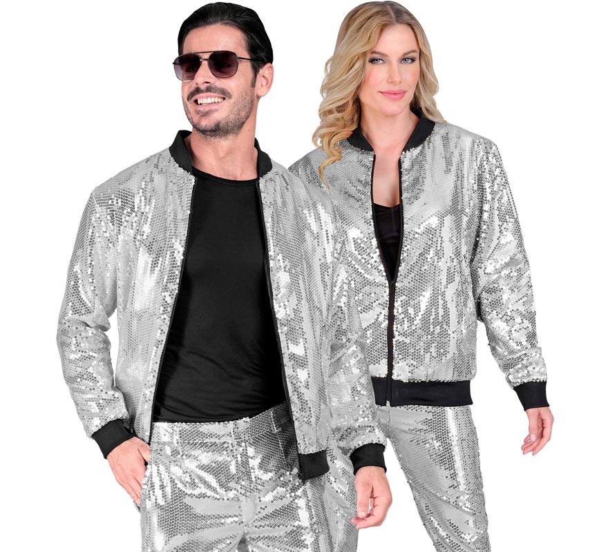 Translation missing: de.Bomber Fiesta plateado con lentejuelas para adulto